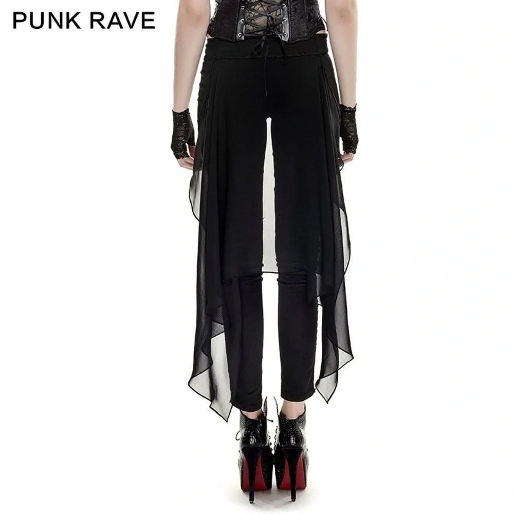 Punk Rave Women’s Floral Slim Mesh Gothic Pants Black Trailing Veil Jacquard - Picture 4 of 12